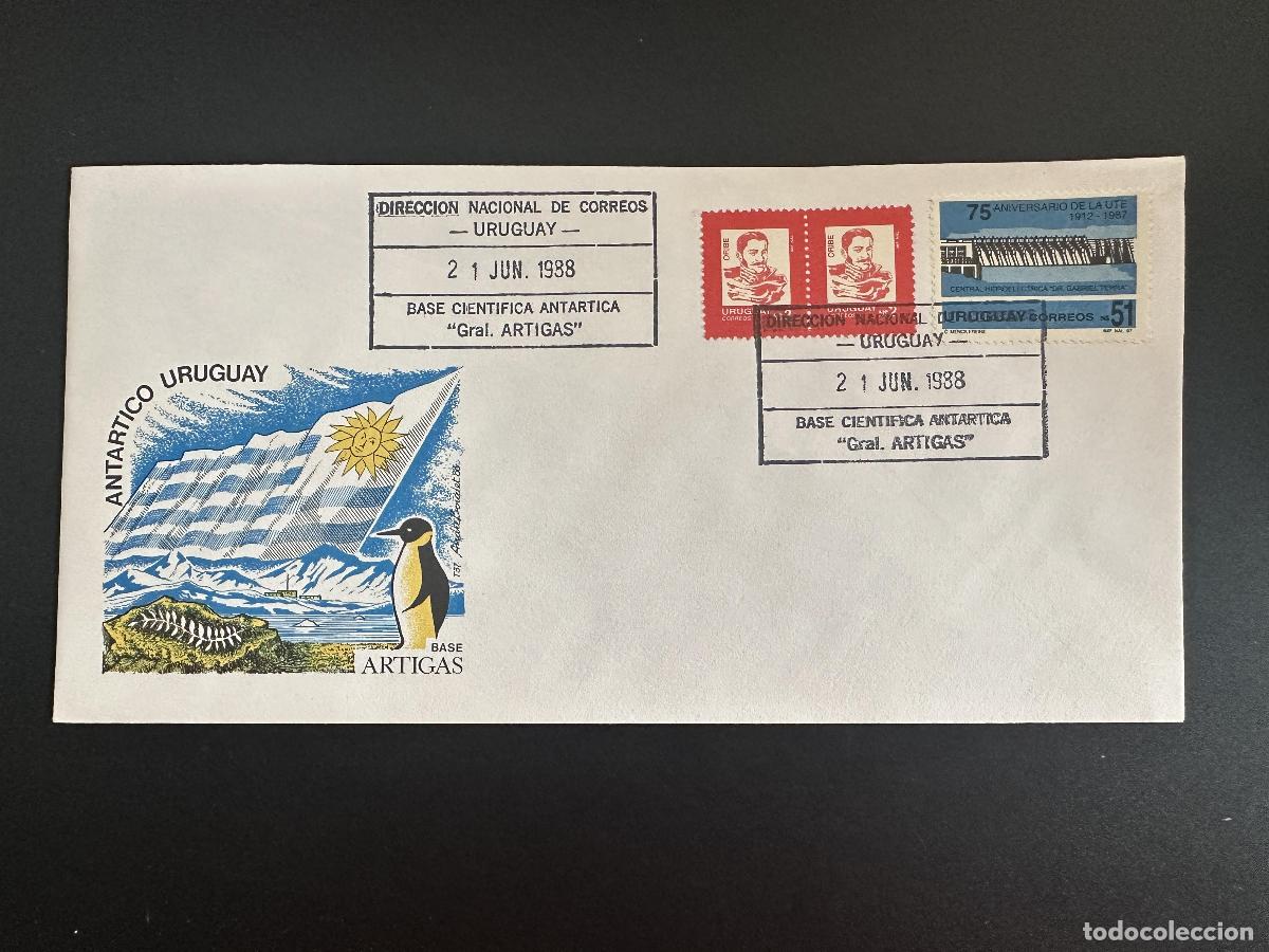 Sellos: Sobre Uruguay 1988: Base Cient&iacute;fica Antartica GRAL. Forro polar ARTIGAS