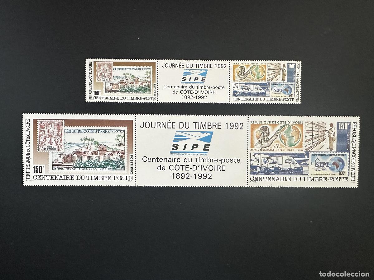 Sellos: Sello postal del D&iacute;a Centenario de gran formato Mi. 1071 - 1072 Costa Marfil 1992