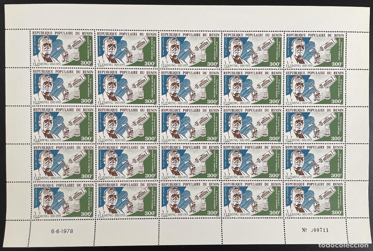 Sellos: Benin 1978 YT 410 board Fleming penicilina medicina ciencia antibi&oacute;ticos