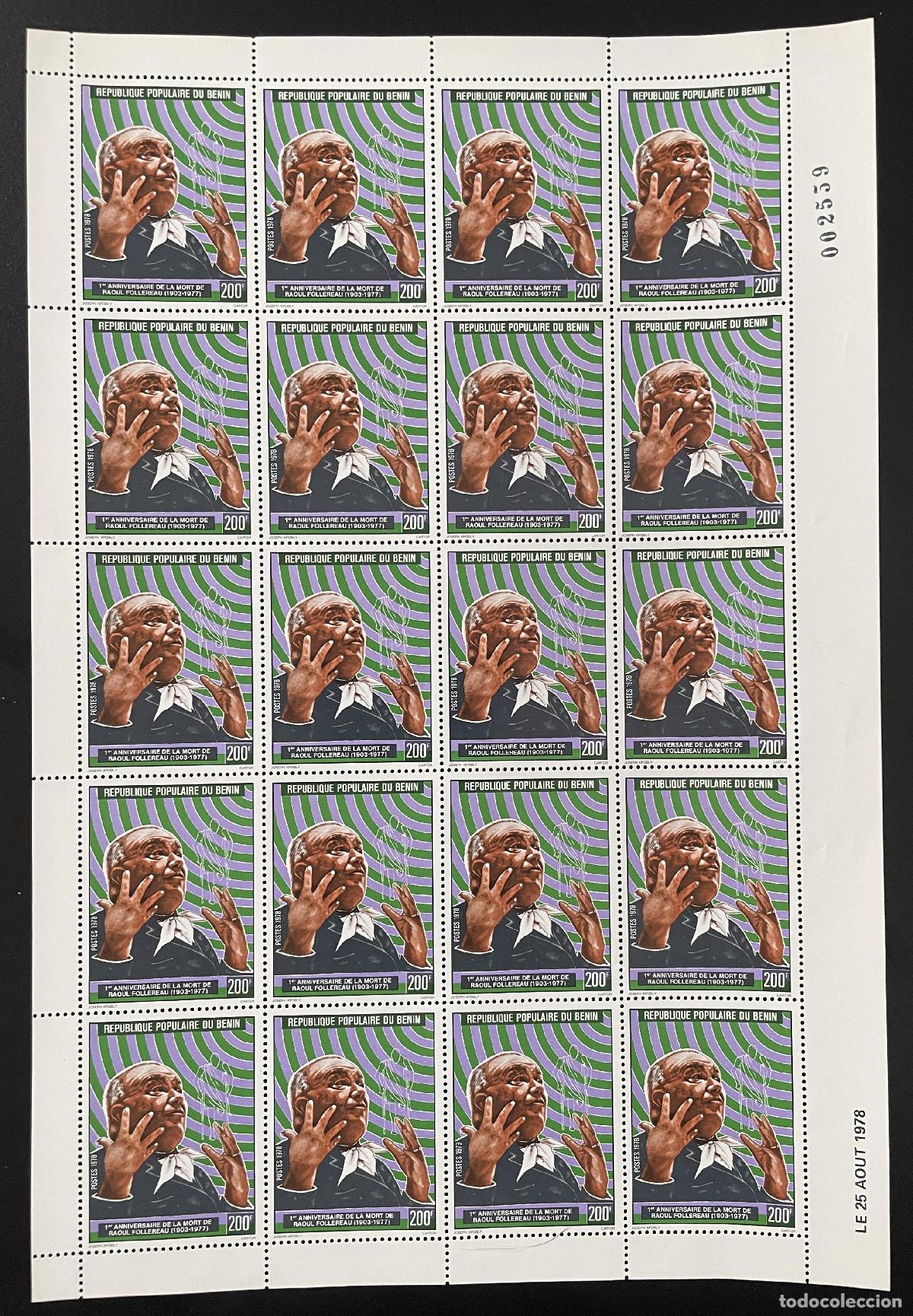 Sellos: Benin 1978 YT 437 hoja Raoul Follereau lepra Enfermedad de