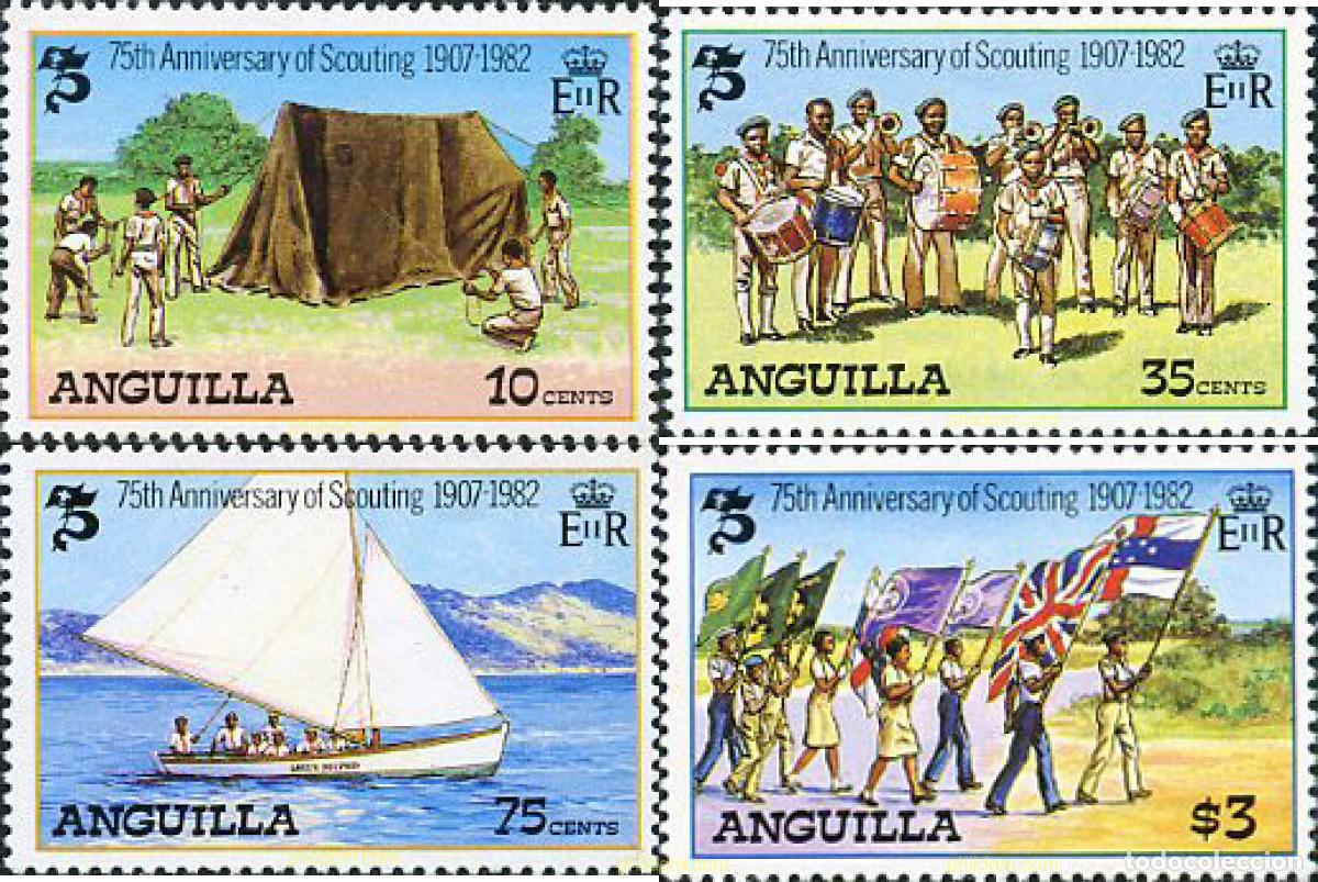 Sellos: 37858 MNH ANGUILLA 1982 75 ANIVERSARIO DEL ESCULTISMO