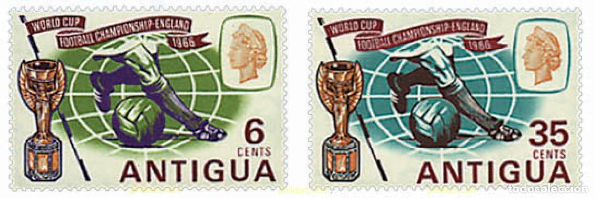 Sellos: 281432 HINGED ANTIGUA 1966 COPA DEL MUNDO DE FUTBOL. INGLATERRA-66