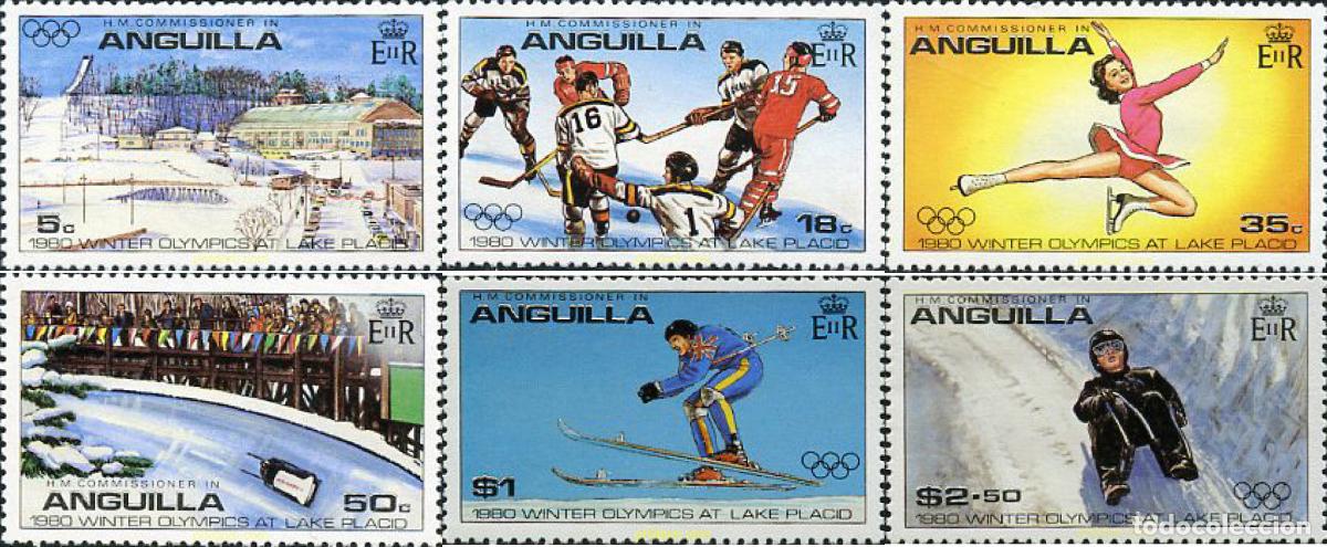 Sellos: 70535 MNH ANGUILLA 1980 13 JUEGOS OLIMPICOS INVIERNO LAKE PLACID 1980