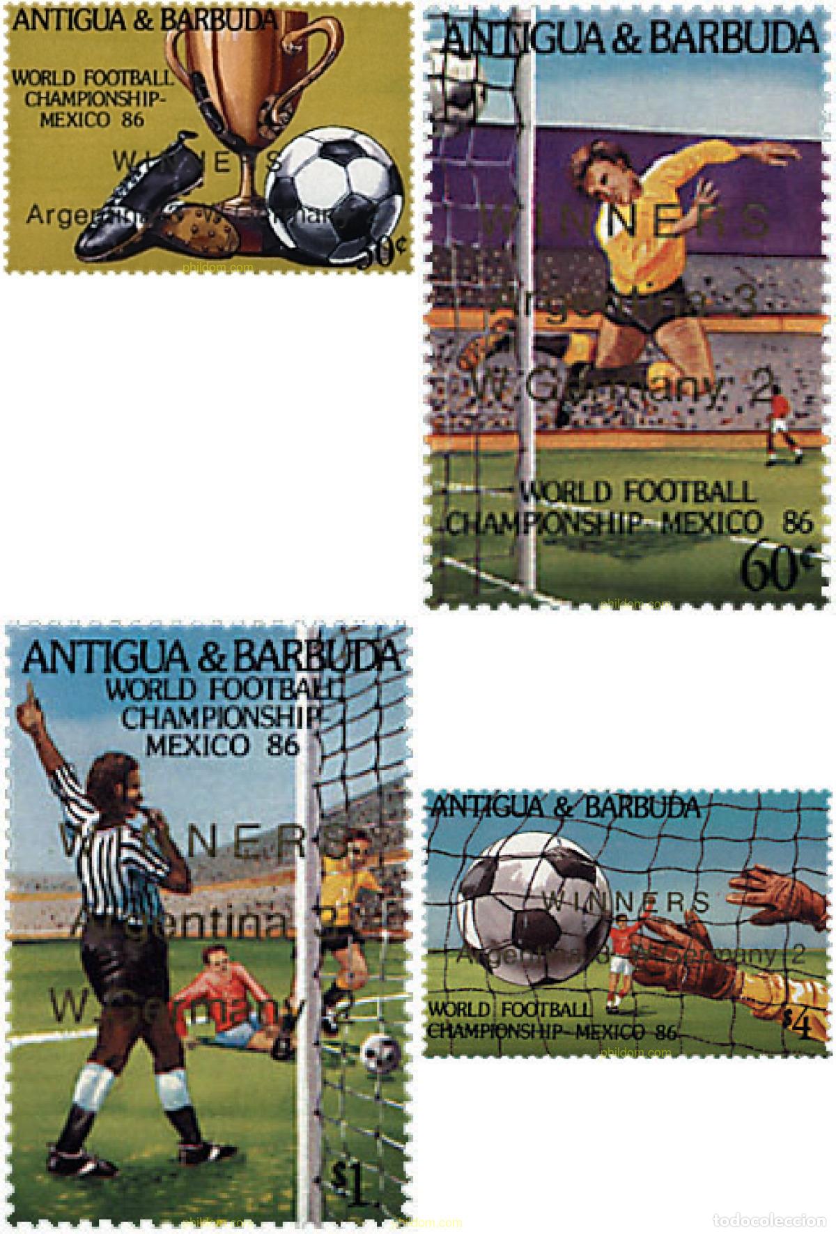 Sellos: 46784 MNH ANTIGUA Y BARBUDA 1986 COPA DEL MUNDO DE FUTBOL. MEXICO-86. VENCEDORES