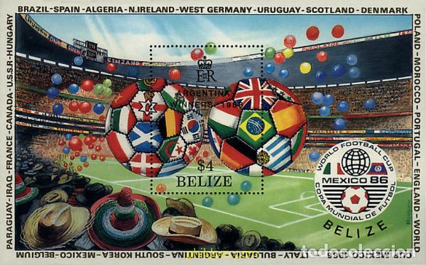 Sellos: 39208 MNH BELIZE 1986 COPA DEL MUNDO DE FUTBOL. MEXICO-86. VENCEDORES