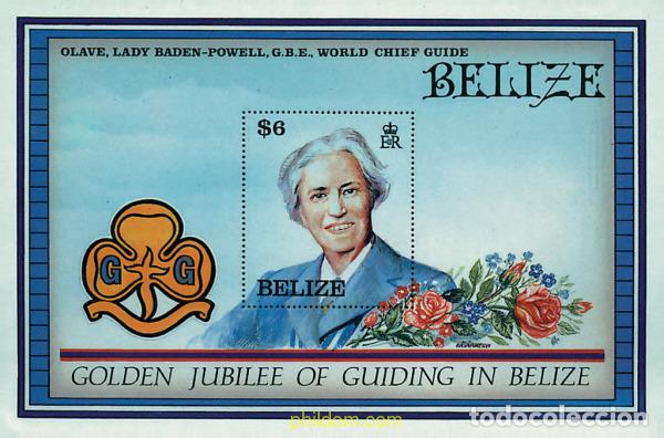 Sellos: 50313 MNH BELIZE 1987 50 ANIVERSARIO DEL ESCULTISMO FEMENINO EN BELIZE
