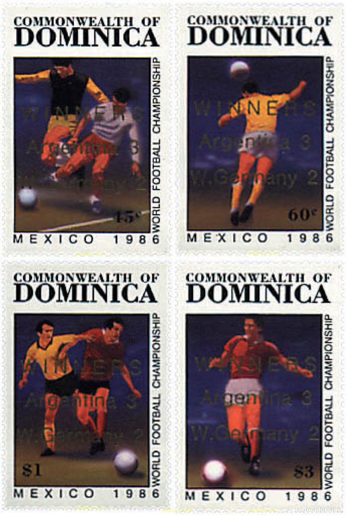 Sellos: 39330 MNH DOMINICA 1986 COPA DEL MUNDO DE FUTBOL. MEXICO-86. VENCEDORES