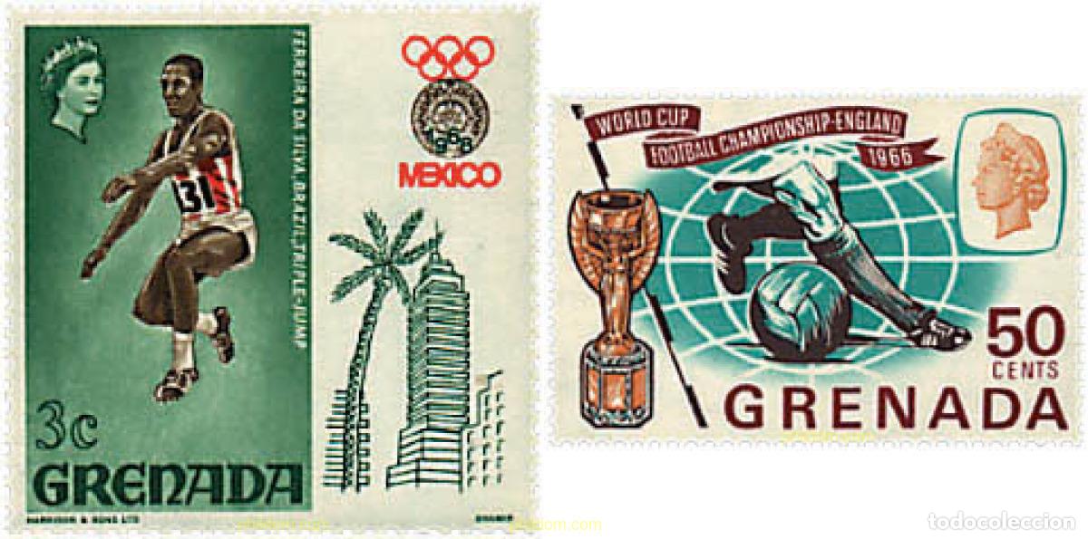 Sellos: 281455 HINGED GRANADA 1966 COPA DEL MUNDO DE FUTBOL. INGLATERRA-66