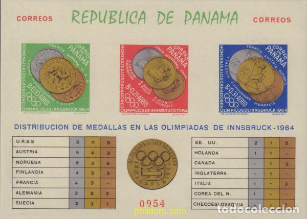 Sellos: 16056 MNH PANAMA 1964 MEDALLISTAS DE LOS 9 JUEGOS OLIMPICOS DE INVIERNO. INNSBRUCK 1964
