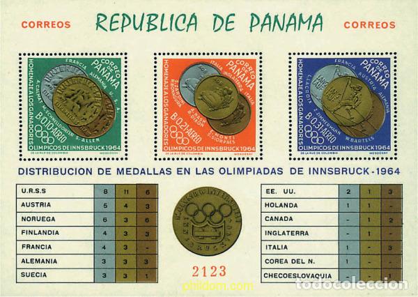 Sellos: 71500 MNH PANAMA 1964 MEDALLISTAS DE LOS 9 JUEGOS OLIMPICOS DE INVIERNO. INNSBRUCK 1964