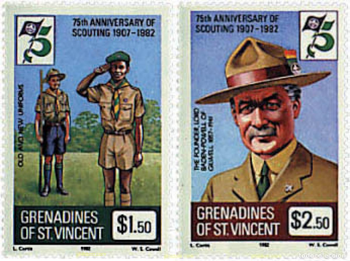 Sellos: 38155 MNH SAN VICENTE GRANADINAS 1982 75 ANIVERSARIO DEL ESCULTISMO