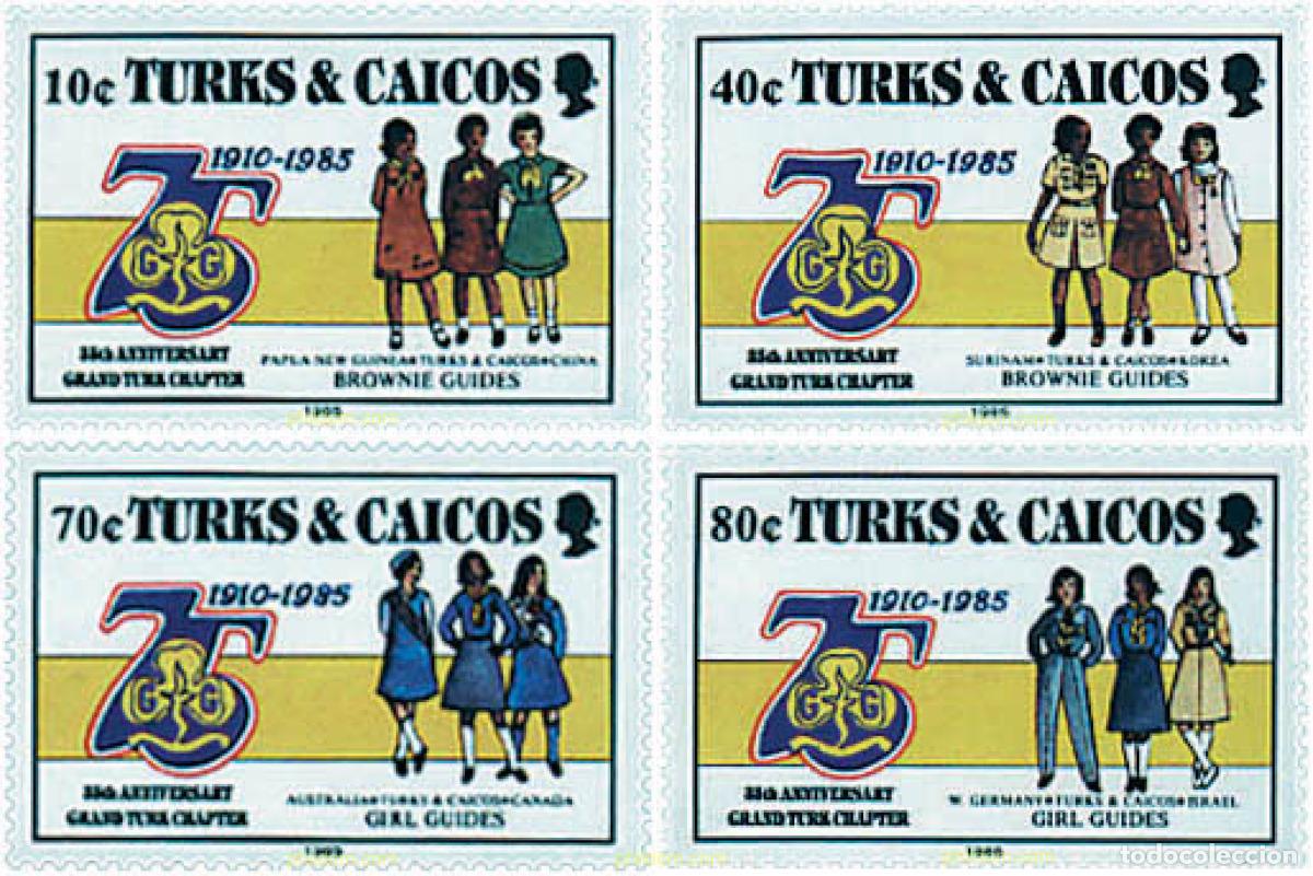 Sellos: 41032 MNH TURKS Y CAICOS 1985 75 ANIVERSARIO DEL ESCULTISMO FEMENINO