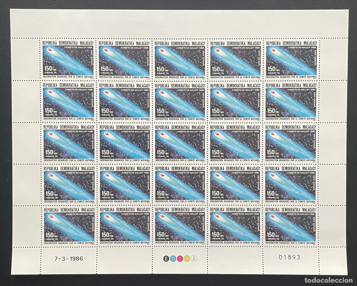 Sellos: Madagascar 1986 YT PA 190 bloque cometa Halley espacio astronom&iacute;a