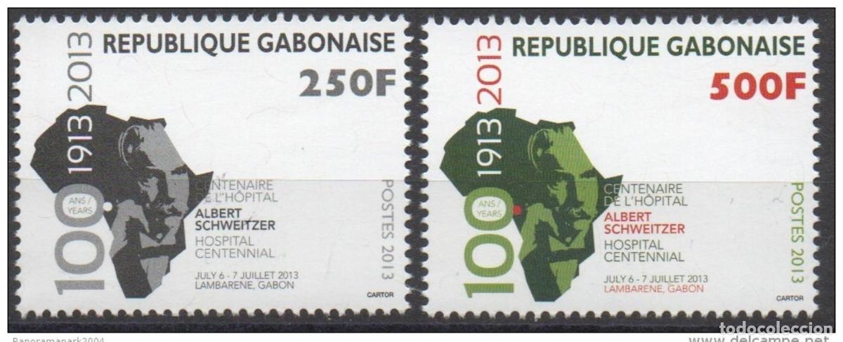 Sellos: Gab&oacute;n 2013 Mi. 1710 - 1711 1913 Centenario Albert Schweitzer 250 y 500 F MNH**