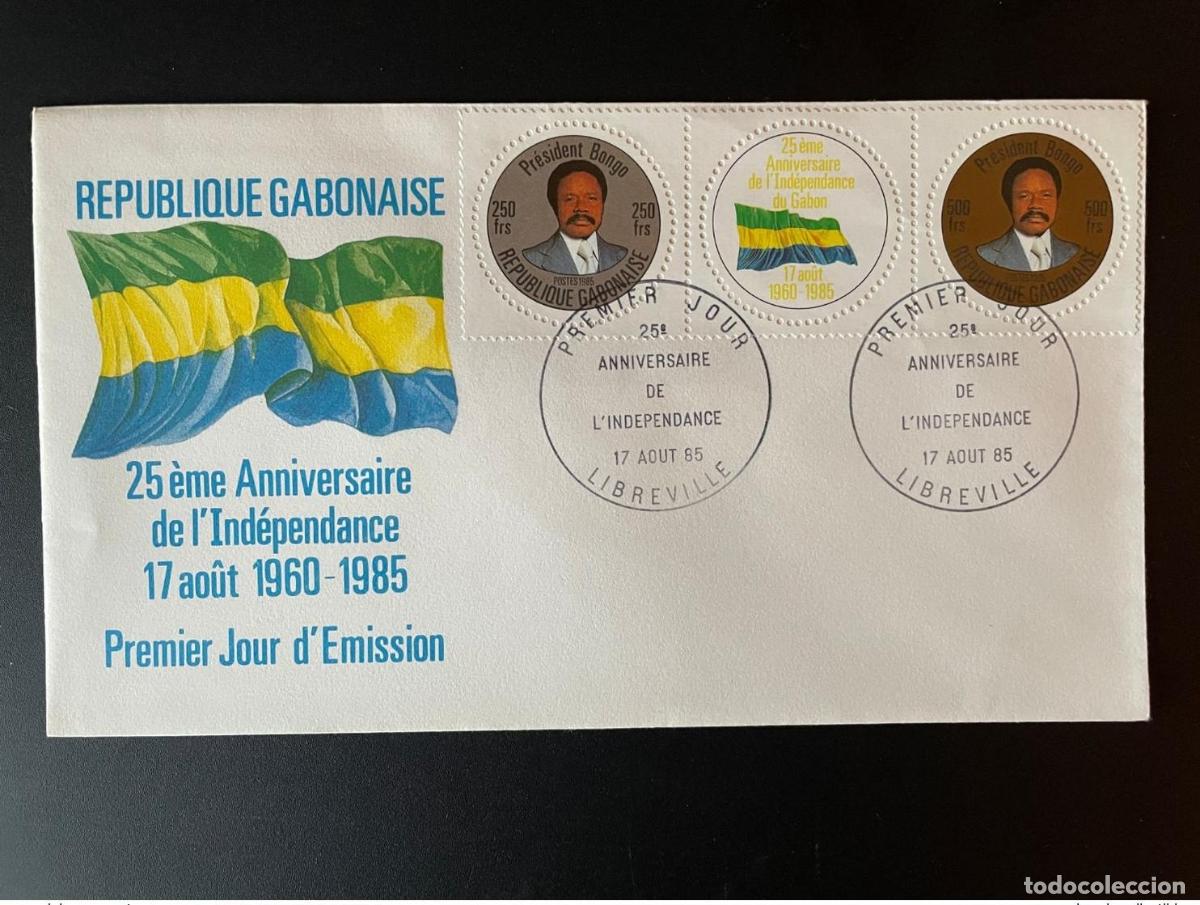 Sellos: Bandera Bongo de Gab&oacute;n Mi. 939 - 940 FDC para portada del primer d&iacute;a aniversario la independencia