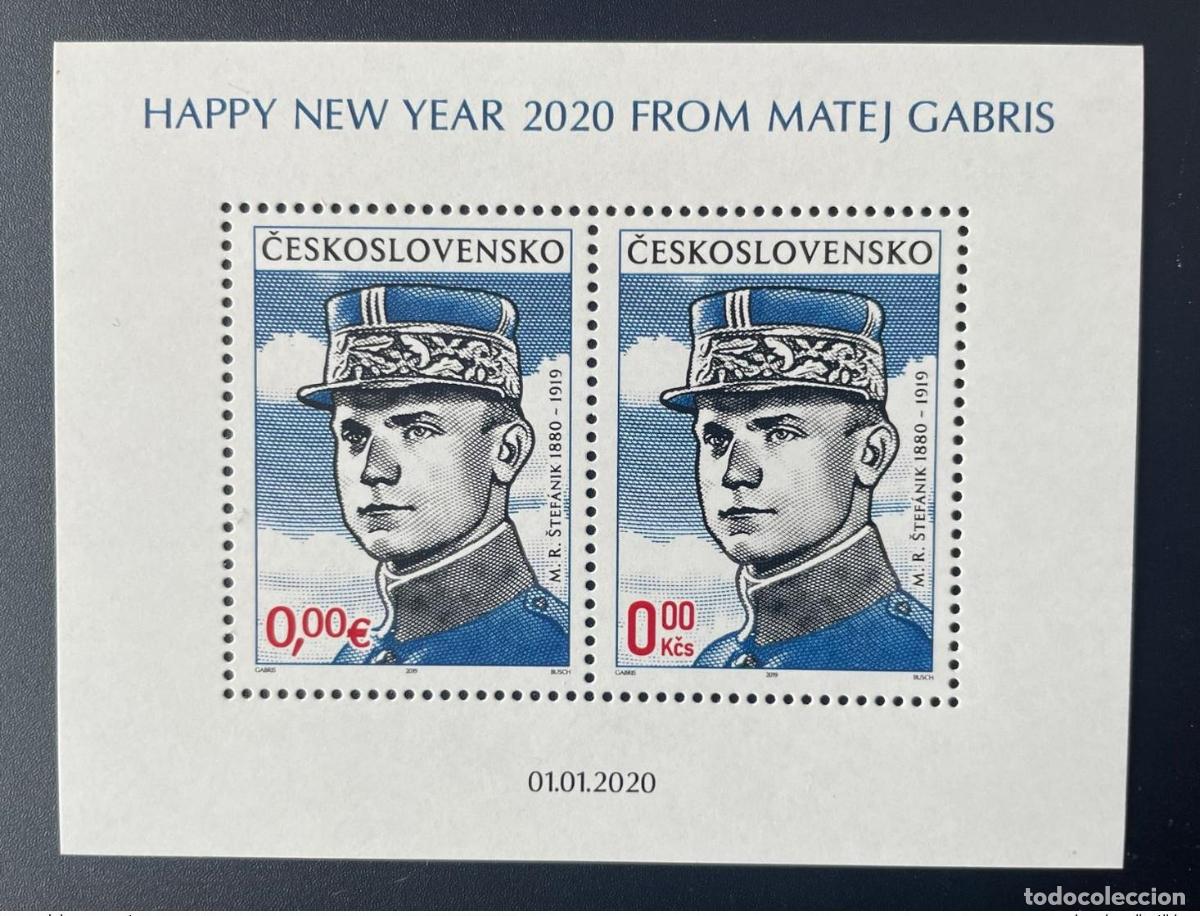 Sellos: Checoslovaquia 2019 2020 -RRR Bloc S/S 0&euro; Mil&aacute;n Rastislav &Scaron;tef&aacute;nik Matej Gabris