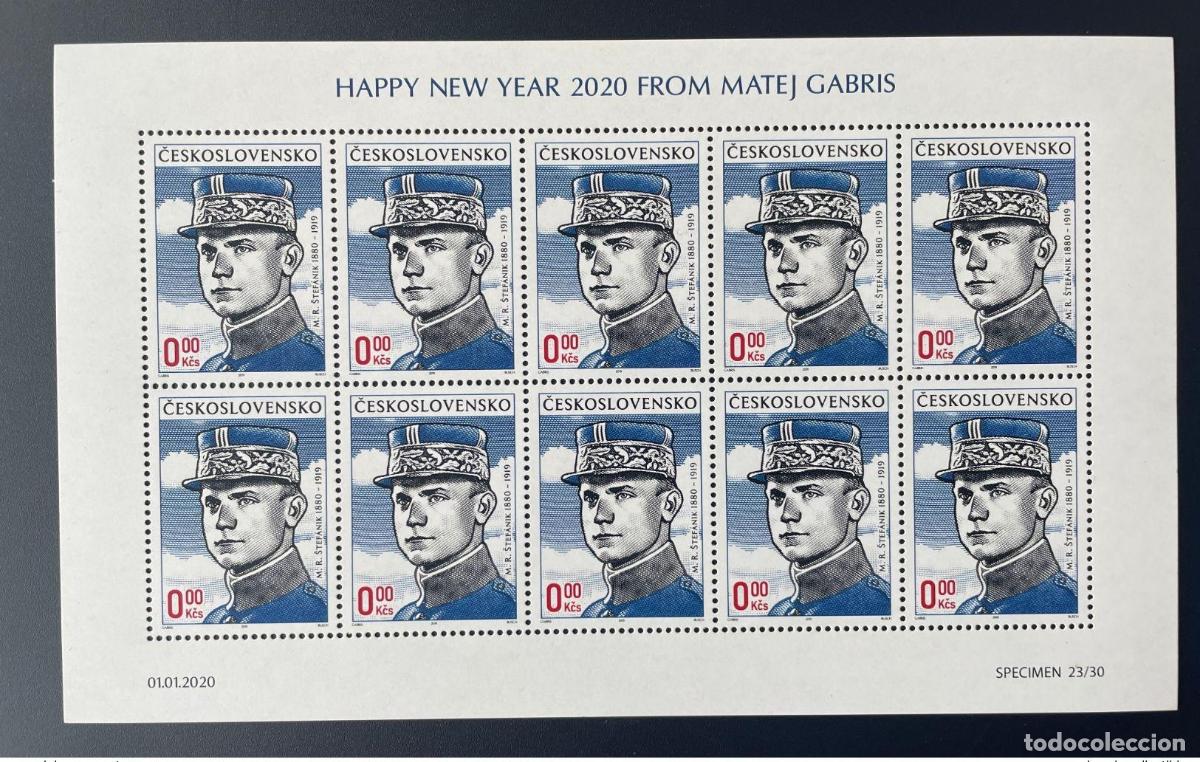 Sellos: Checoslovaquia 2019 2020 Hoja de feliz a&ntilde;o nuevo 0Kcs Matej Gabris