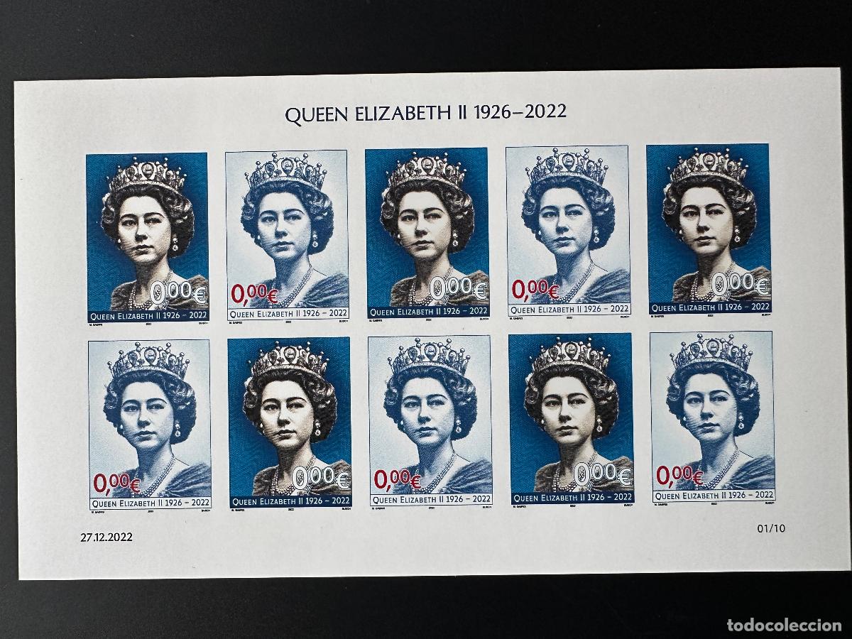 Sellos: 0&euro; 2022 - IMPERF L&aacute;mina Kleinbogen 'Reina Isabel II' Matej Gabris
