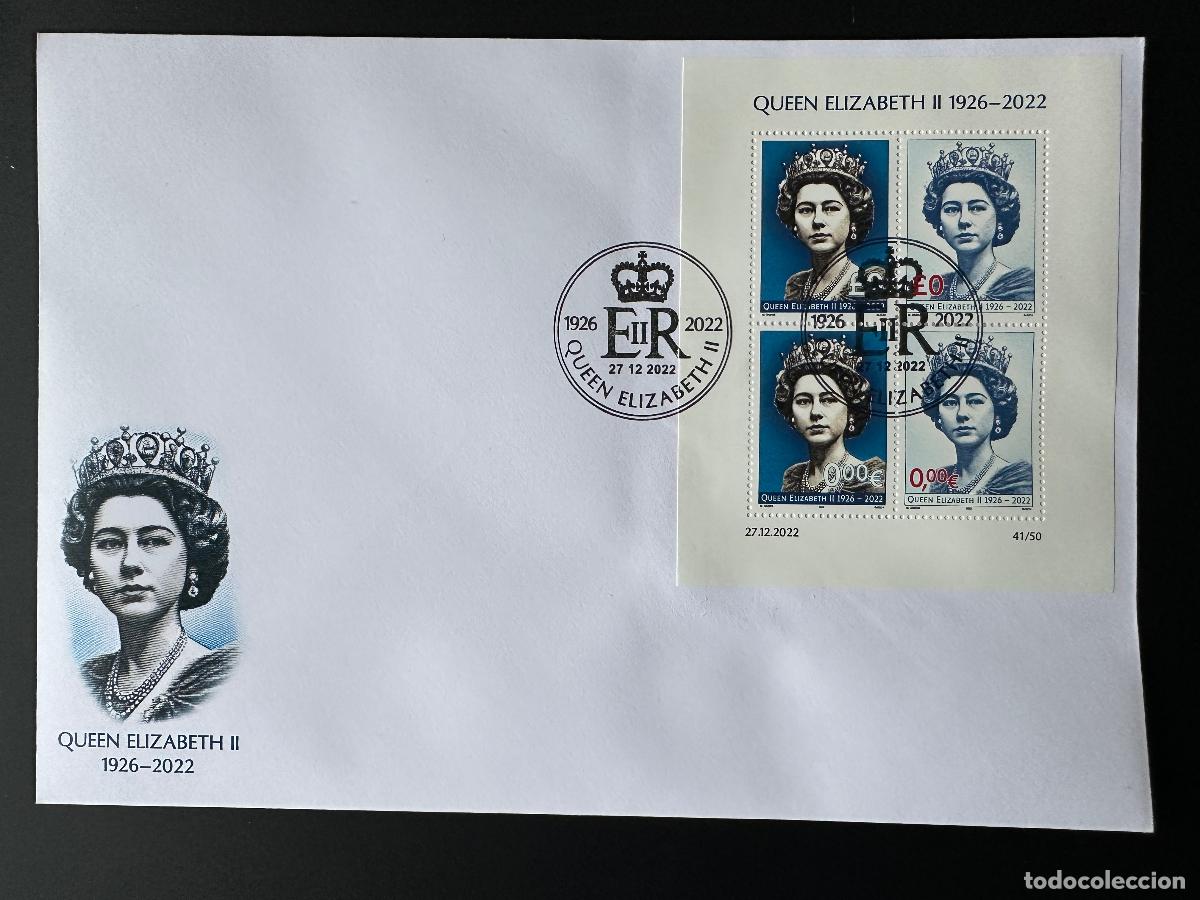 Sellos: &pound;0 0&euro; 2022 - FDC Hoja de Kleinbogen &laquo;La reina Isabel II&raquo; Matej Gabris