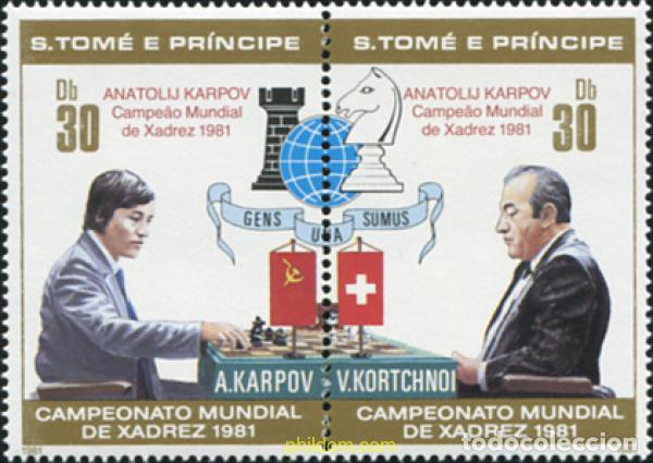 Sellos: 361093 MNH SANTO TOME Y PRINCIPE 1981 VENCEDORES DEL CAMPEONATO DEL MUNDO DE AJEDREZ