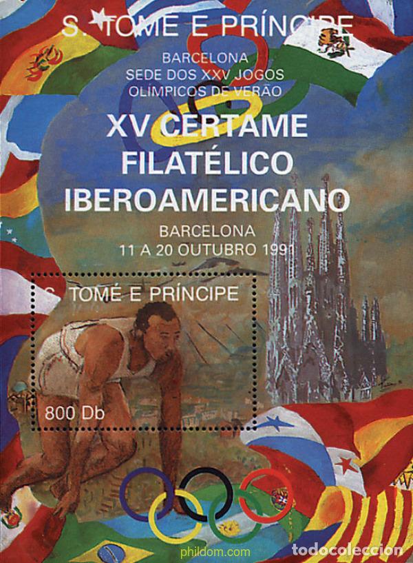 Sellos: 92572 MNH SANTO TOME Y PRINCIPE 1991 25 JUEGOS OLIMPICOS VERANO BARCELONA 1992 -15 CERTAMEN FILATEL