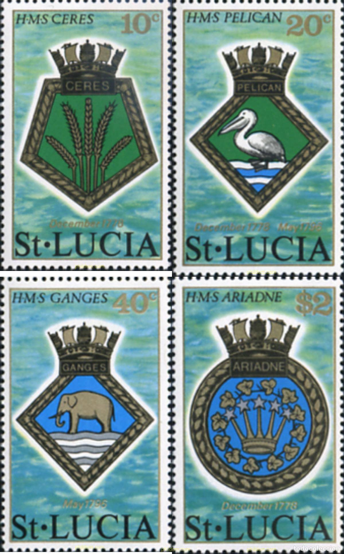 Sellos: 38947 MNH SANTA LUCIA 1976 ESCUDOS NAVALES