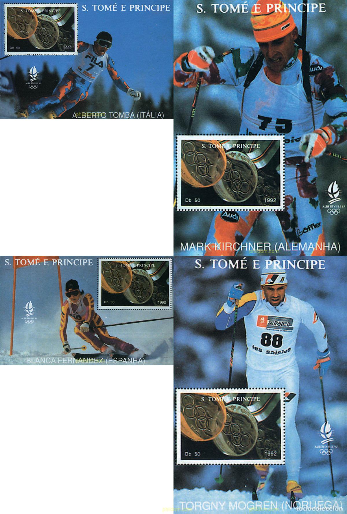 Sellos: 72638 MNH SANTO TOME Y PRINCIPE 1992 MEDALLISTAS DE LOS 16 JUEGOS OLIMPICOS DE INVIERNO. ALBERTVILL