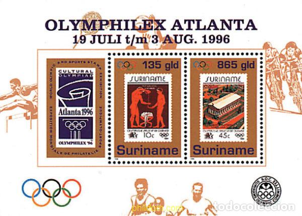 Sellos: 91270 MNH SURINAM 1996 OLYMPHILEX 96. EXPOSICION INTERNACIONAL DE FILATELICA OLIMPICA