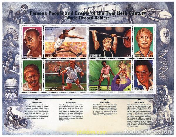 Sellos: 304637 MNH DOMINICA 1998 DEPORTISTAS DEL SIGLO XX
