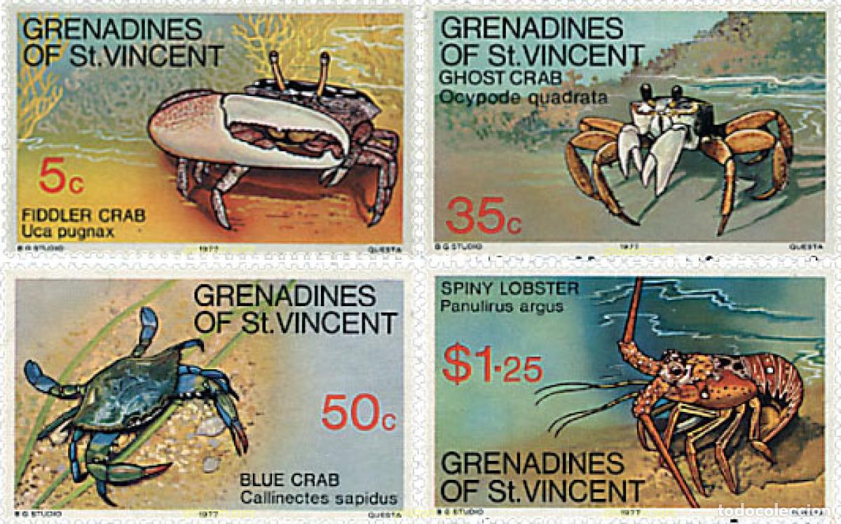 Sellos: 42191 MNH SAN VICENTE GRANADINAS 1977 CRUSTACEOS