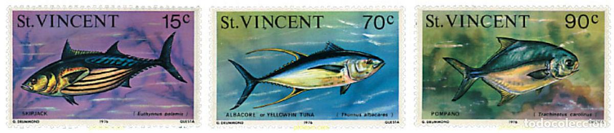 Sellos: 92786 MNH SAN VICENTE 1976 PECES
