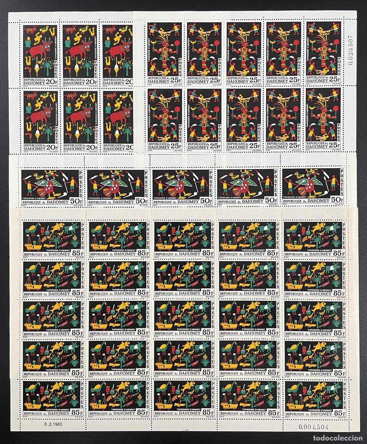 Sellos: Dahomey 1965 YT 218-221 tabl&oacute;n Abomey tapiz Arte africano folclore