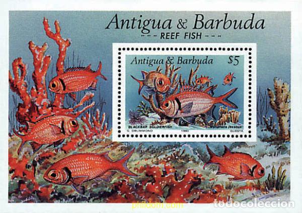 Sellos: 286528 MNH ANTIGUA Y BARBUDA 1990 PECES DE LOS ARRECIFES DE CORAL