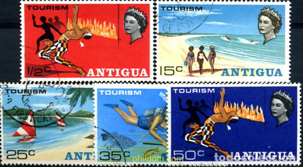 Sellos: 246821 USED ANTIGUA 1968 TURISMO