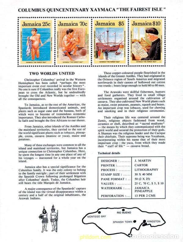 Sellos: 39660 MNH JAMAICA 1989 500 ANIVERSARIO DEL DESCUBRIMIENTO DE AMERICA