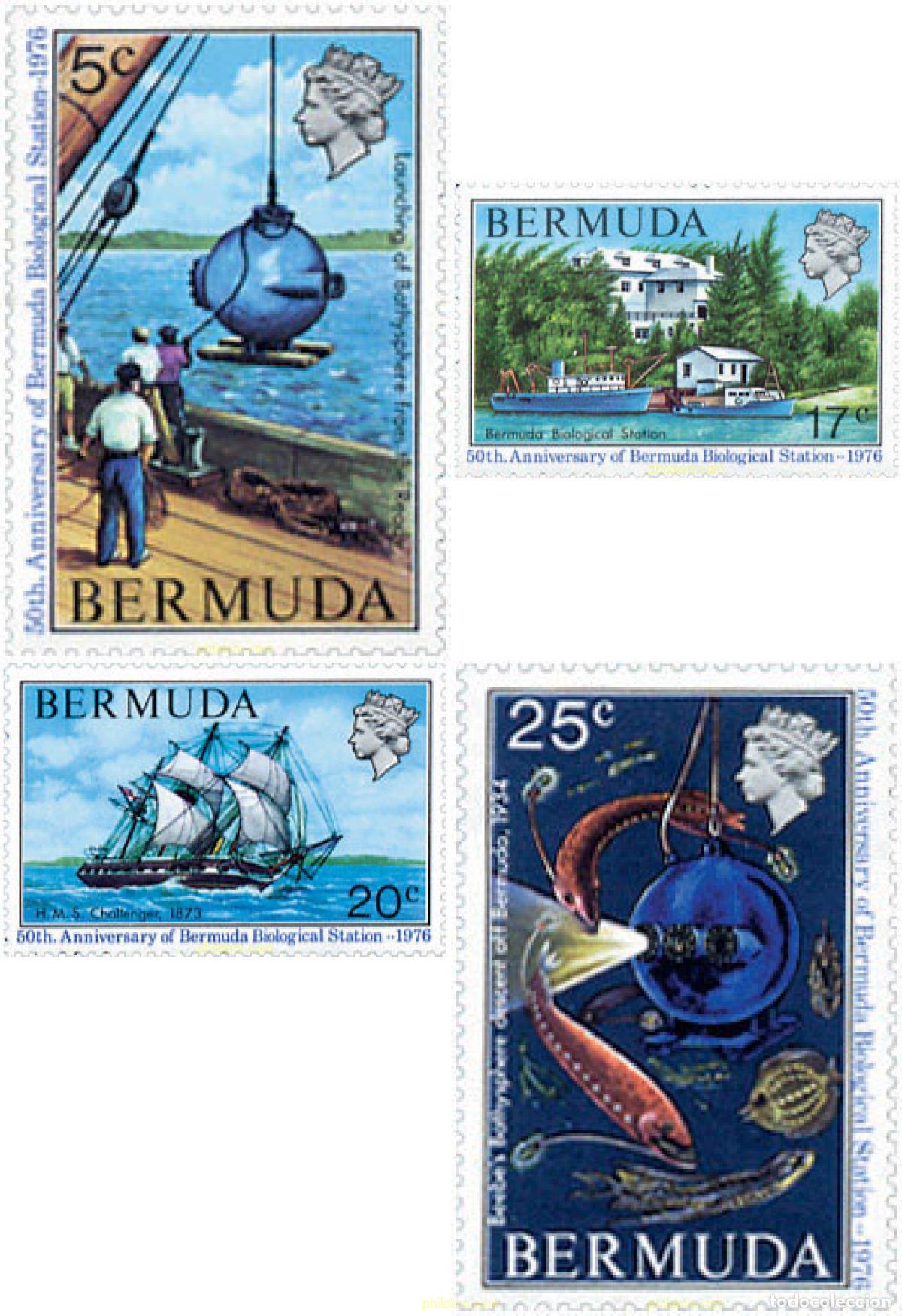 Sellos: 28612 MNH BERMUDAS 1976 50 ANIVERSARIO DE LA ESTACION BIOLOGICA DE LAS BERMUDAS