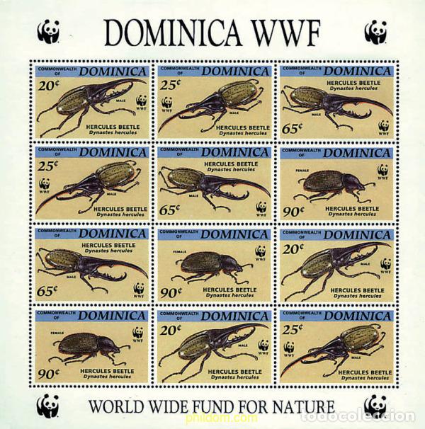 Sellos: 12649 MNH DOMINICA 1994 ESCARABAJO HERCULES