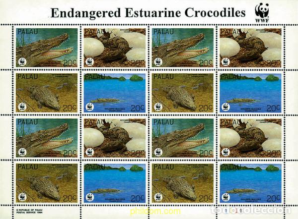 Sellos: 12654 MNH PALAU 1994 COCODRILO DE MAR