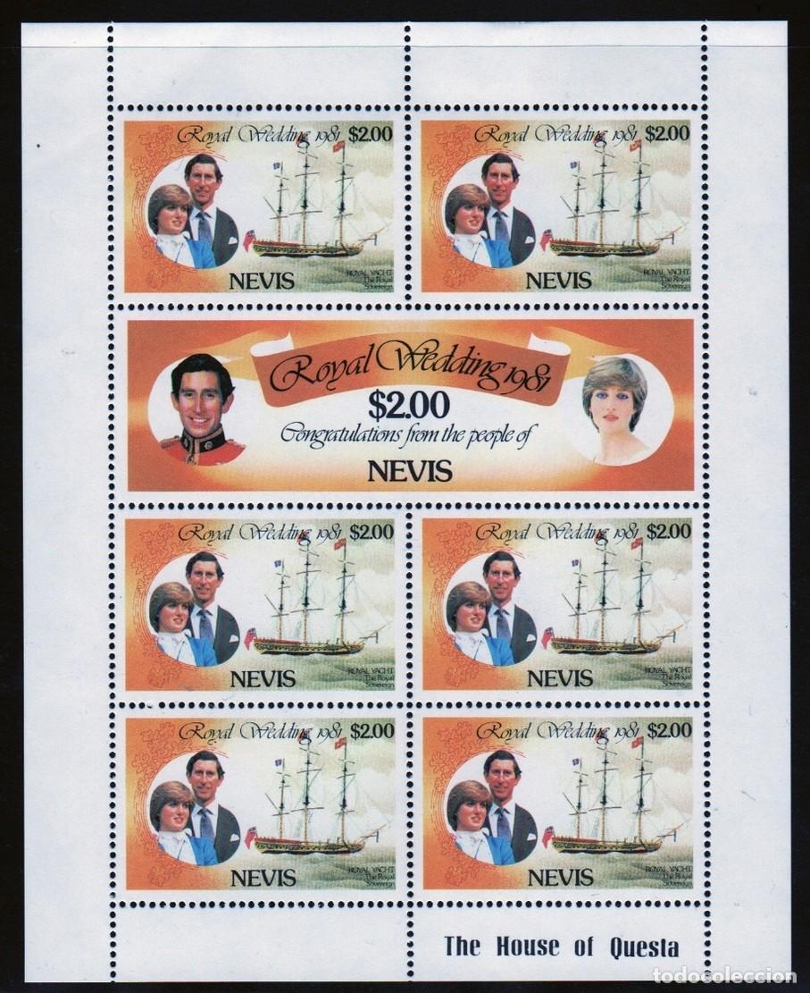 Stamps: NEVIS 1981 SHEET MNH PRINCE CHARLES PRINCESS DIANA ROYAL WEDDING BODA REAL REALEZA ROYALTY