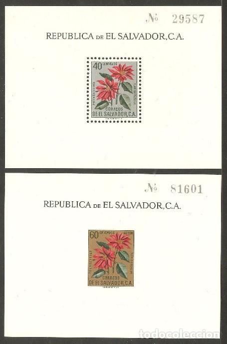 Sellos: EL SALVADOR 1960 2 SHEETS PERF + IMPERF MNH FLORES FLOWERS FLEURS FIORI BLUMEN