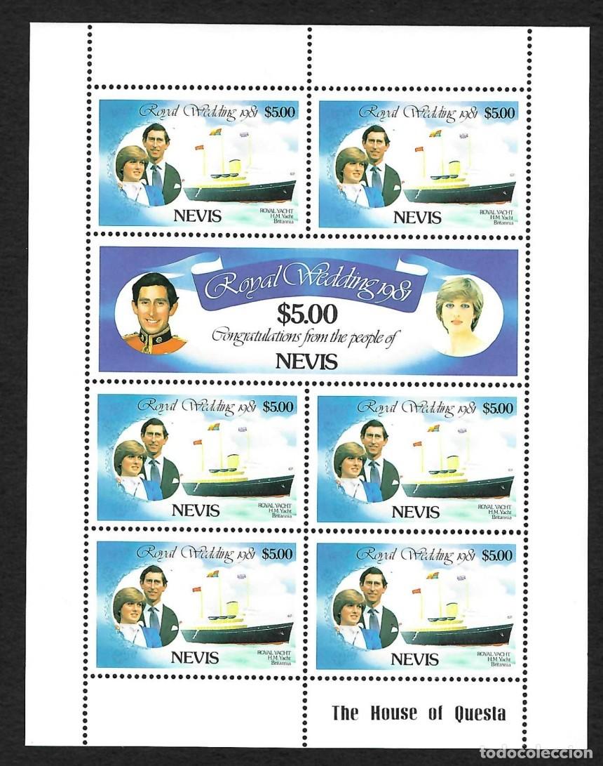 Sellos: NEVIS 1981 SHEET MNH PRINCE CHARLES PRINCESS DIANA ROYAL WEDDING BODA REAL REALEZA ROYALTY