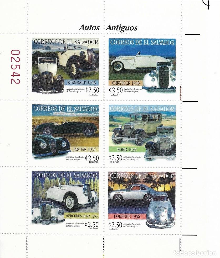 Sellos: EL SALVADOR 1997 SHEET MNH COCHES ANTIGUOS CARS AUTOMOVILES AUTOS AUTOMOBILI VOITURES