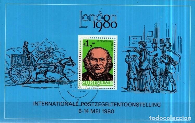 Selos: SURINAM 1980 SHEET USED MNH ROWLAND HILL STAMP PHILATELIC EXHIBITION EXPOSICION FILATELICA LONDRES
