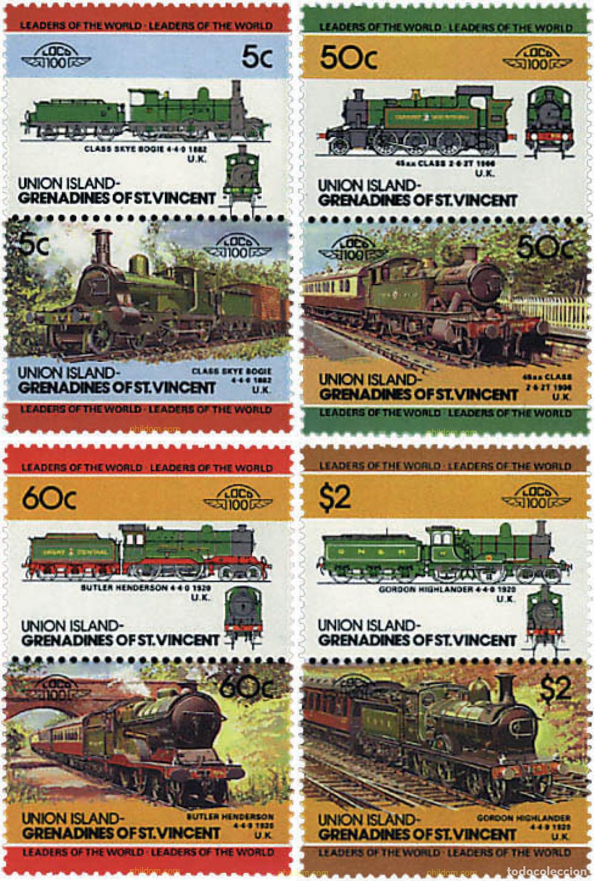 Sellos: 5900 MNH SAN VICENTE GRANADINAS. UNION ISLAND 1985 LOCOMOTORAS