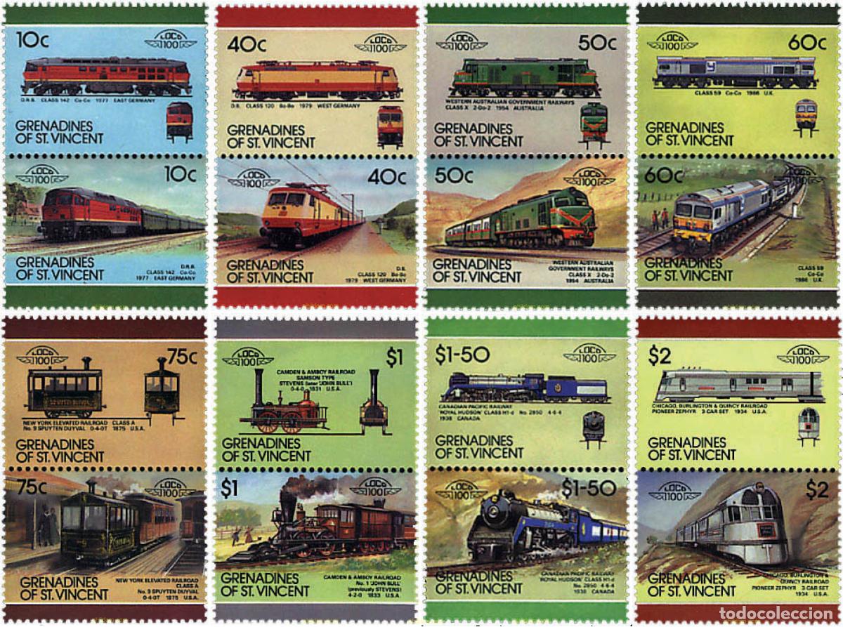 Selos: 6222 MNH SAN VICENTE GRANADINAS 1987 LOCOMOTORAS