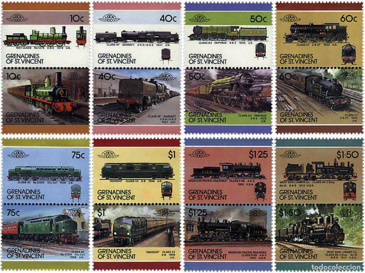 Sellos: 6221 MNH SAN VICENTE GRANADINAS 1987 LOCOMOTORAS