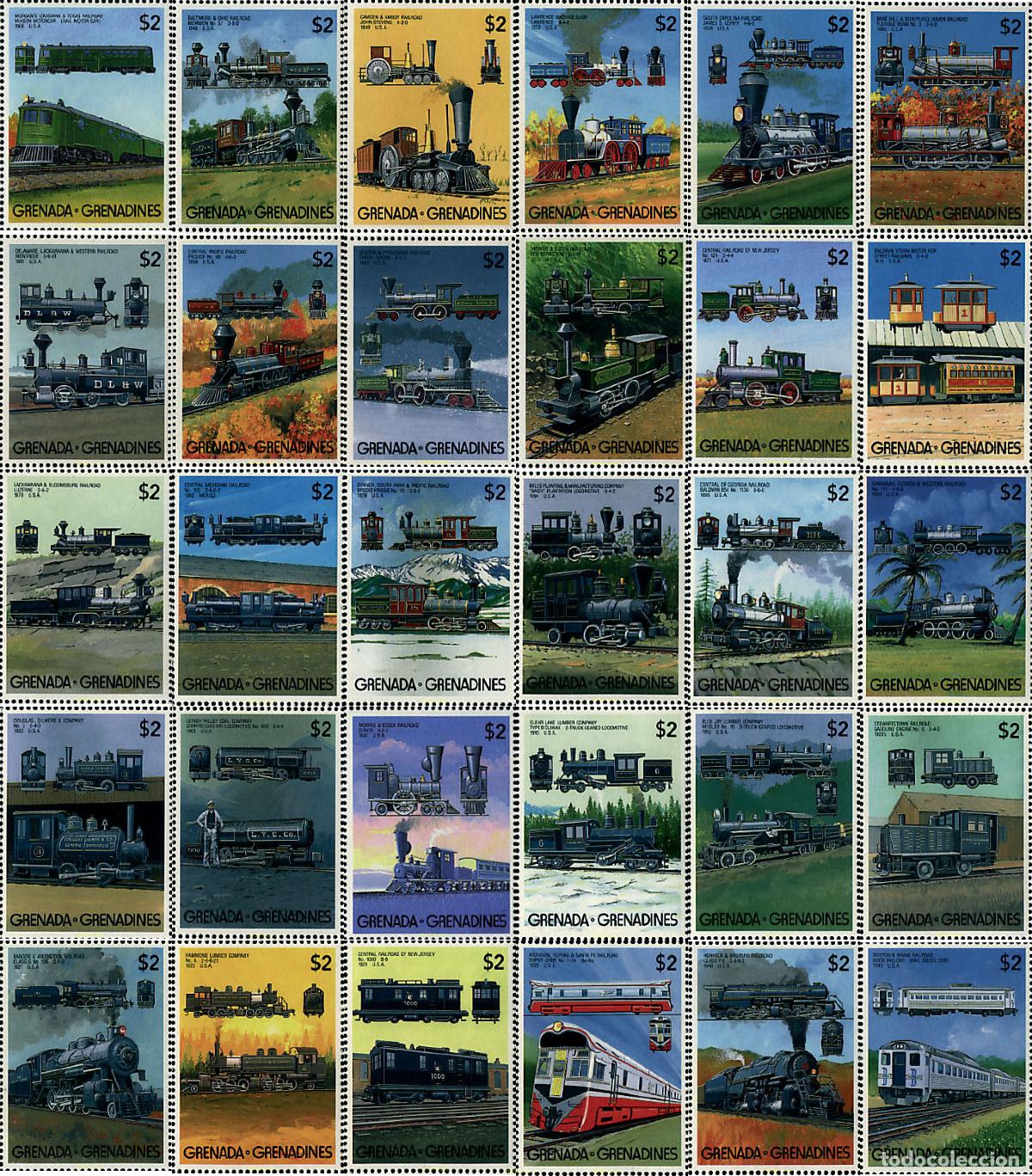 Sellos: 60828 MNH GRANADA GRANADINAS 1989 LOCOMOTORAS