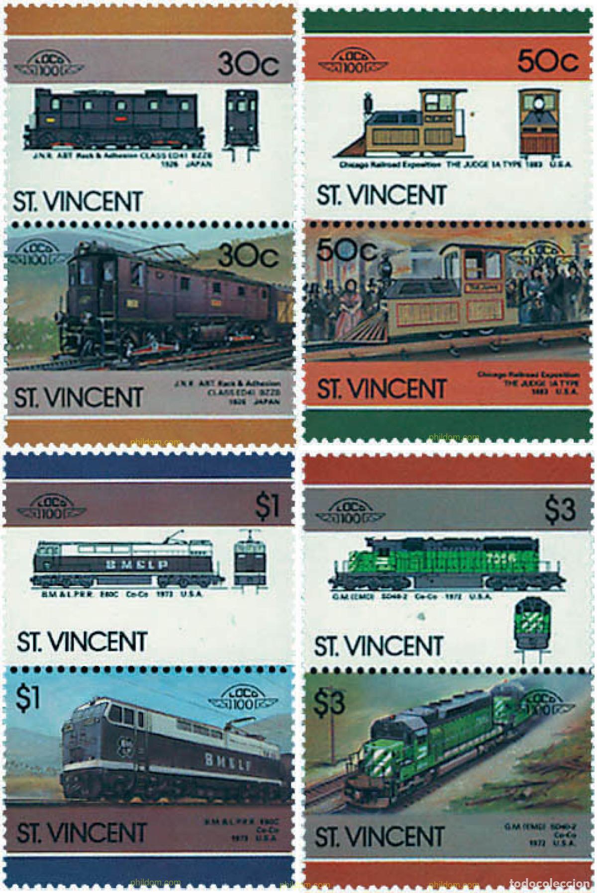 Stamps: 5887 MNH SAN VICENTE 1986 LOCOMOTORAS