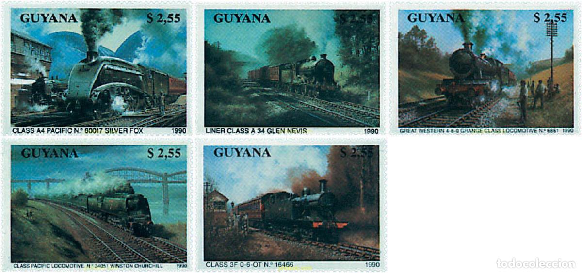 Sellos: 60602 MNH GUYANA 1990 LOCOMOTORAS DE VAPOR