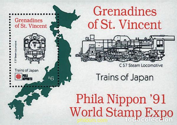 Sellos: 320462 MNH SAN VICENTE GRANADINAS 1991 TRENES JAPONESES